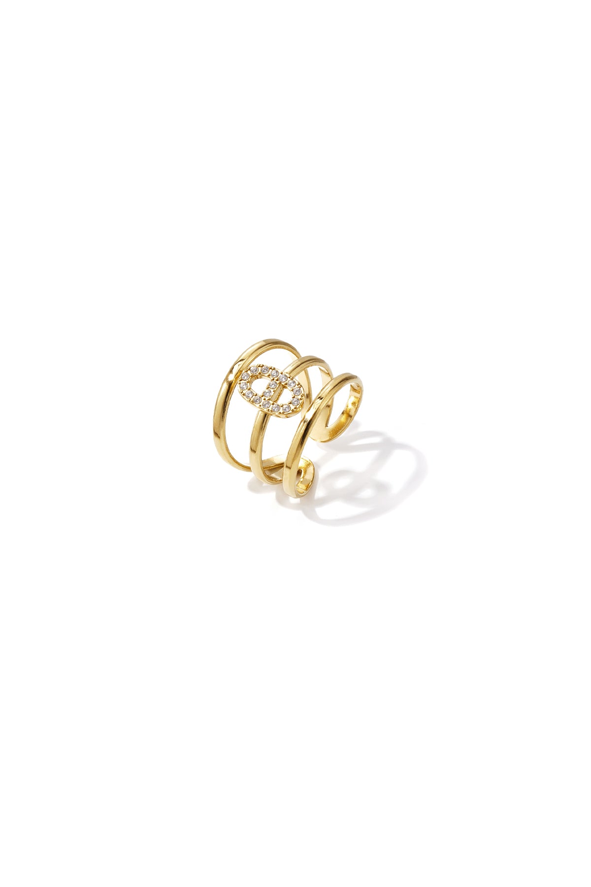 Bague tendance pour femme en acier inoxydable de forme organique – couleur or
