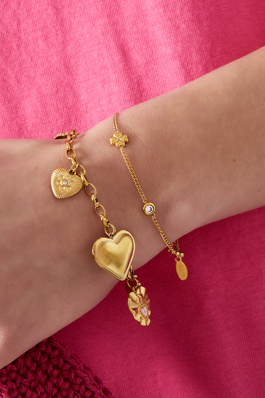 Bracelet à breloques en acier inoxydable pour femme – doré et argenté