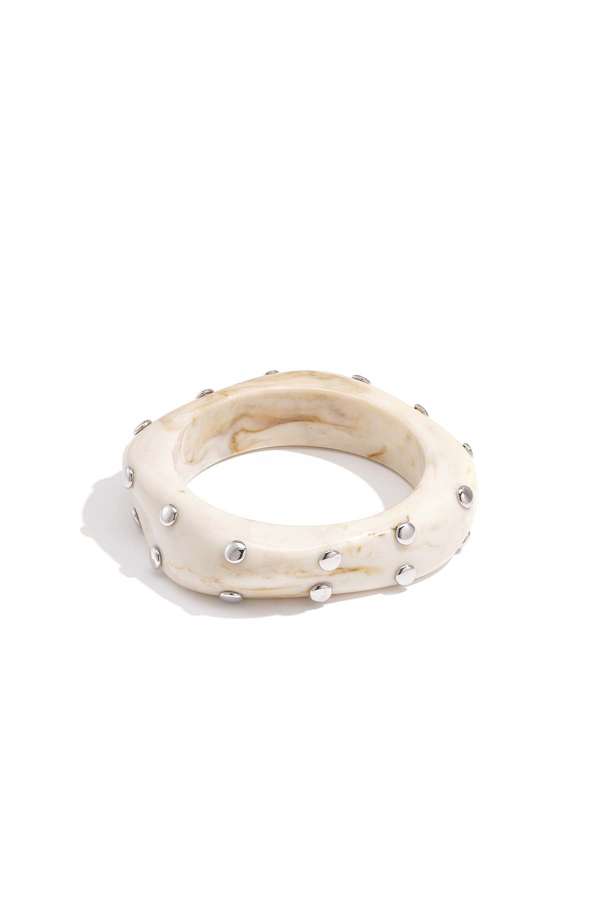 Bracelet jonc en résine pour femme, forme ronde – beige pour usage quotidien