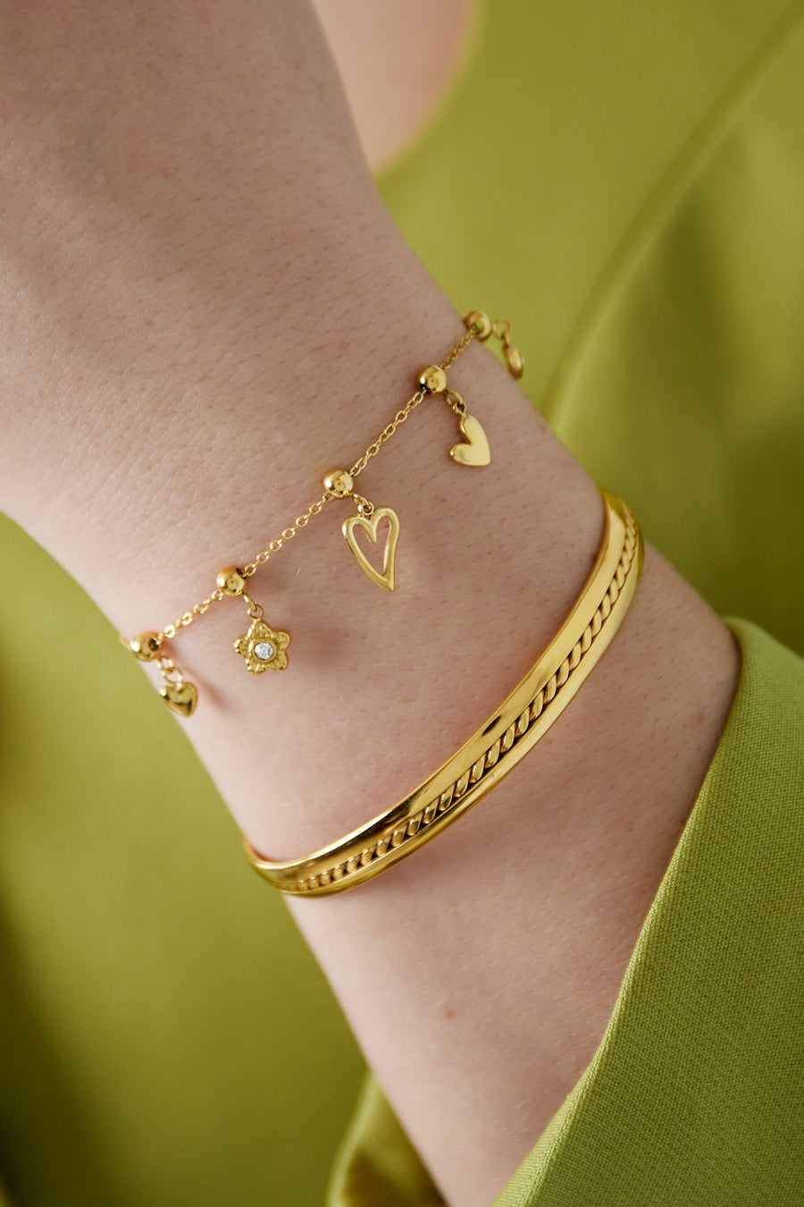 Bracelet à breloques pour femme en acier inoxydable 304 – couleur or et couleur argent