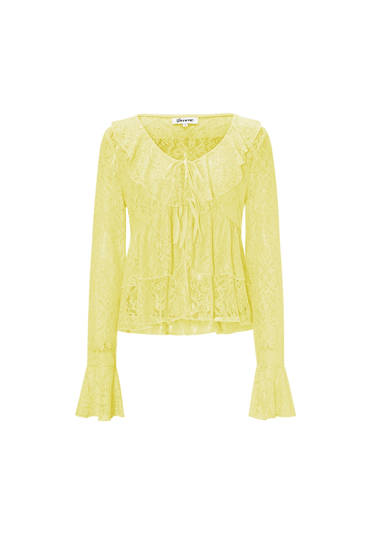 Long-sleeved top with ruffles and lace detail