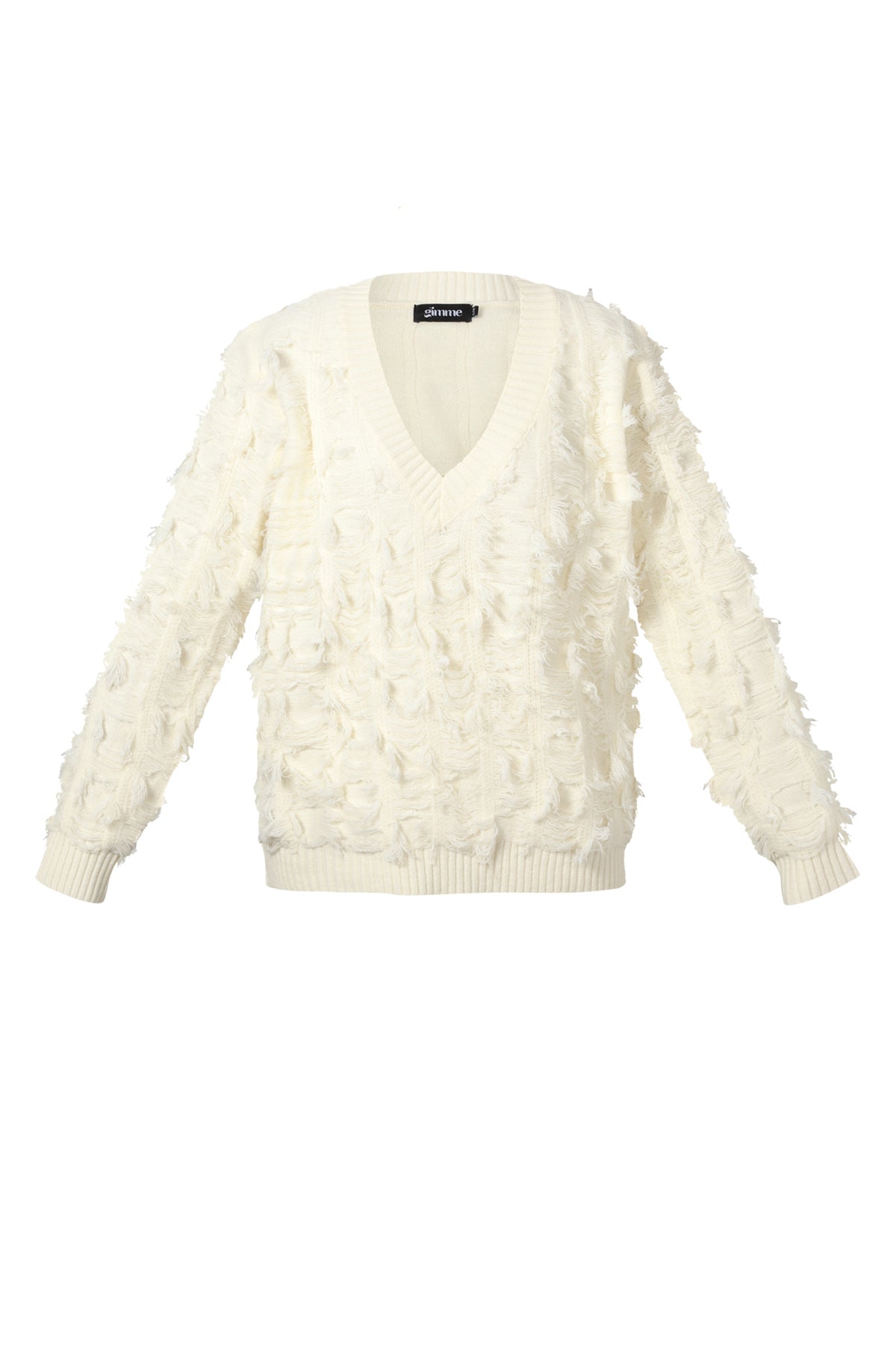 Dames V-sweater van polyester met franjes – productfoto 11