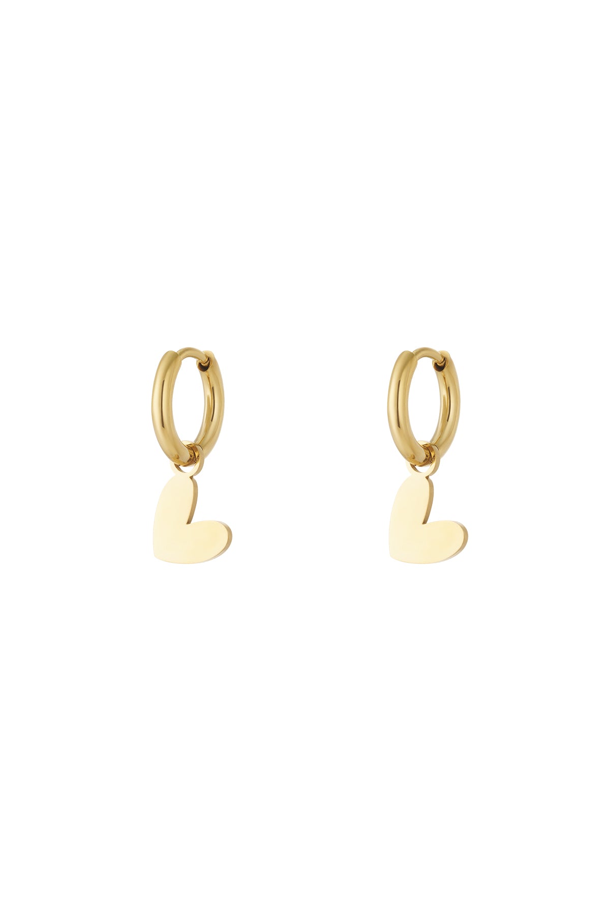 Boucles d'oreilles pendantes en acier inoxydable en forme de cœur pour femme – doré