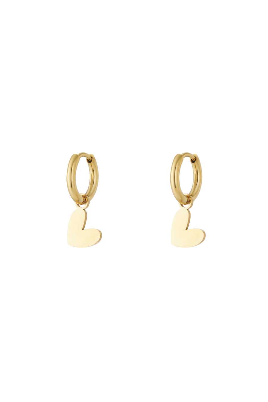 Boucles d'oreilles pendantes en acier inoxydable en forme de cœur pour femme – doré