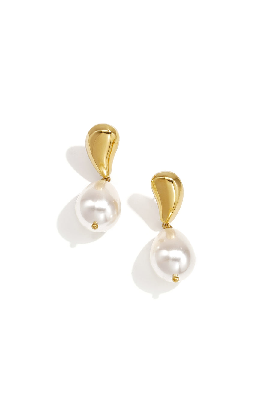 Boucles d'oreilles pendantes en acier inoxydable pour femmes avec forme organique – doré