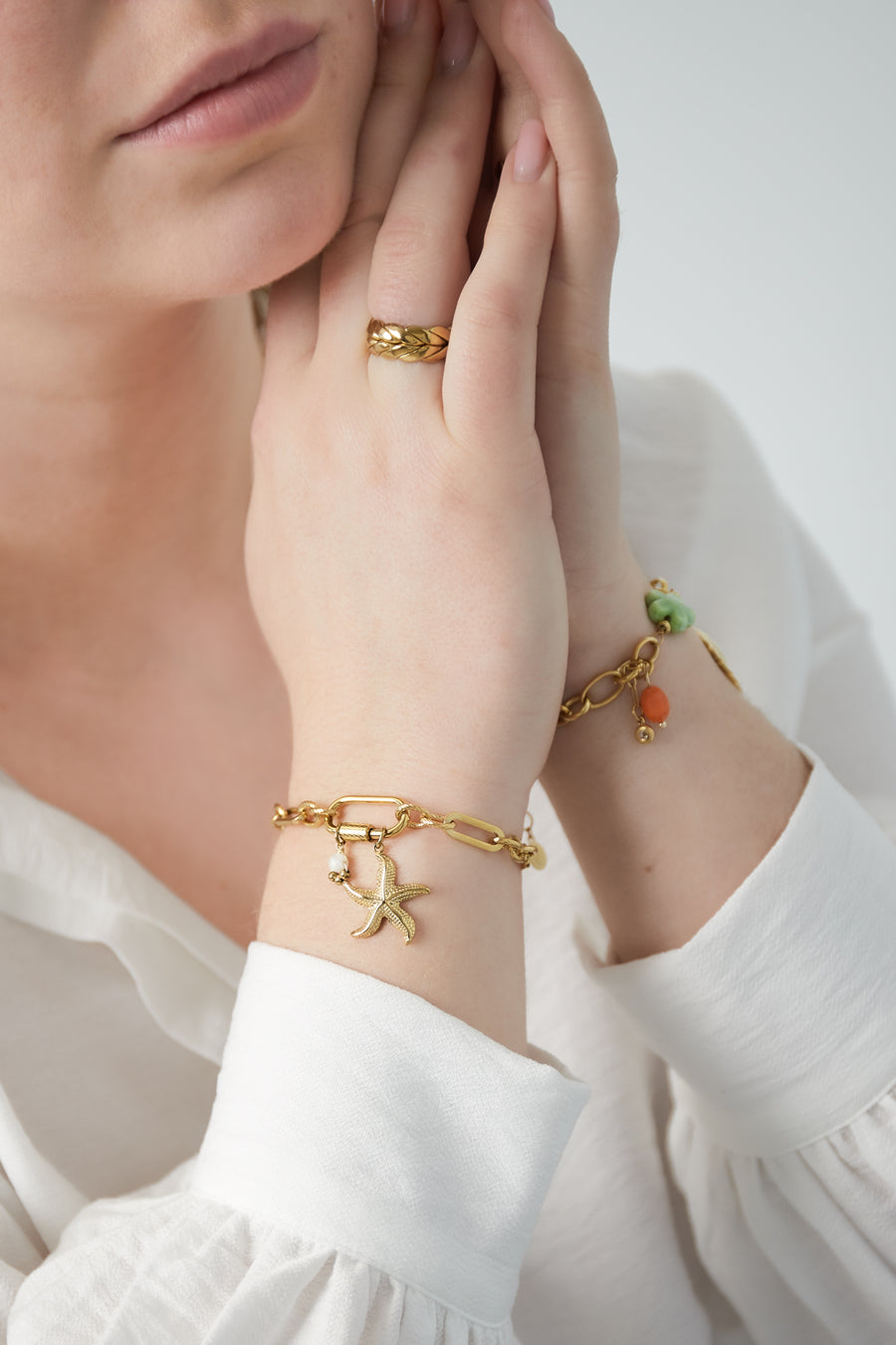 Bracelet à charms pour femme en acier inoxydable 304 – doré et argenté