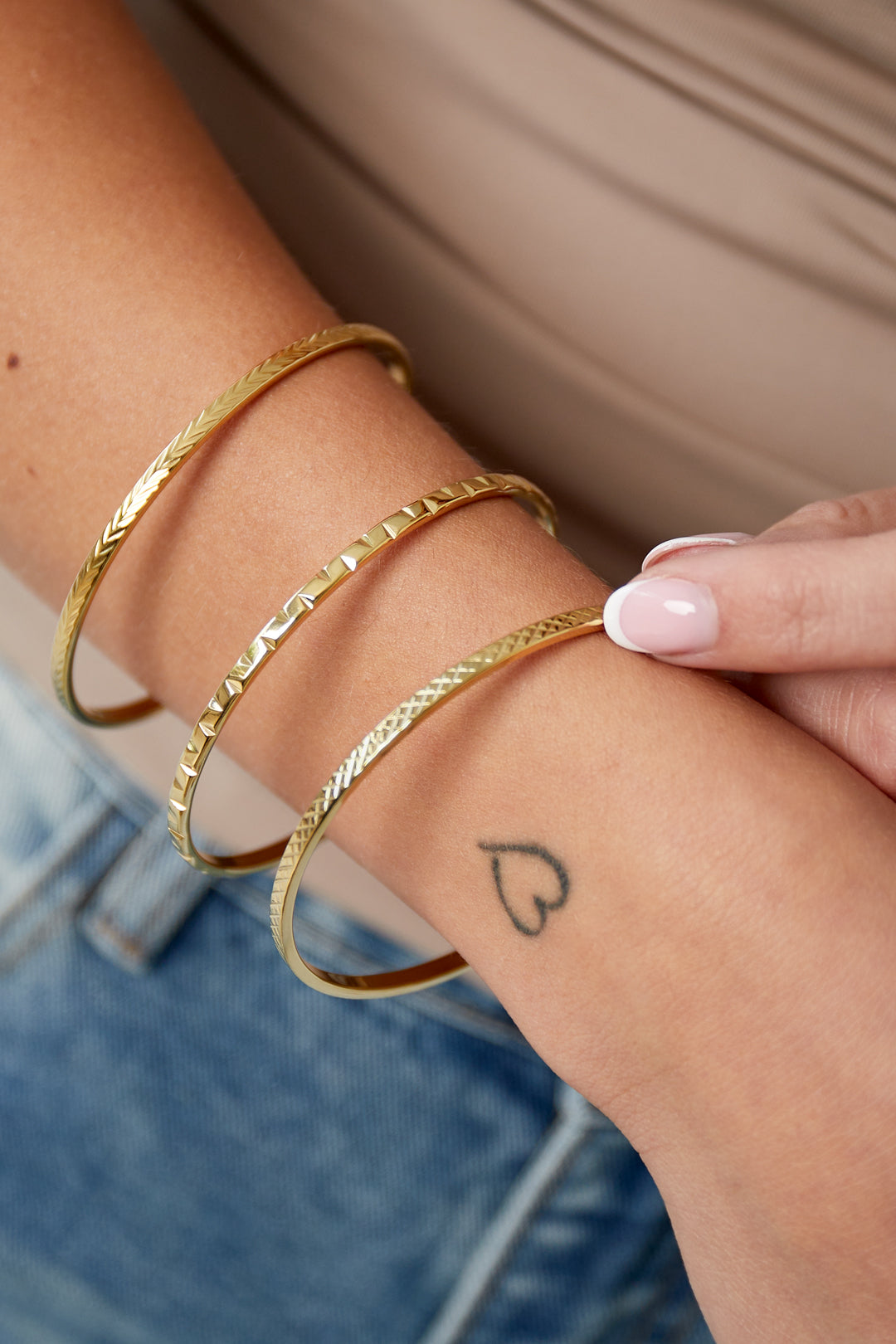 Women's Stainless Steel Bangle with Organic Shape – Gold Tone – image 2