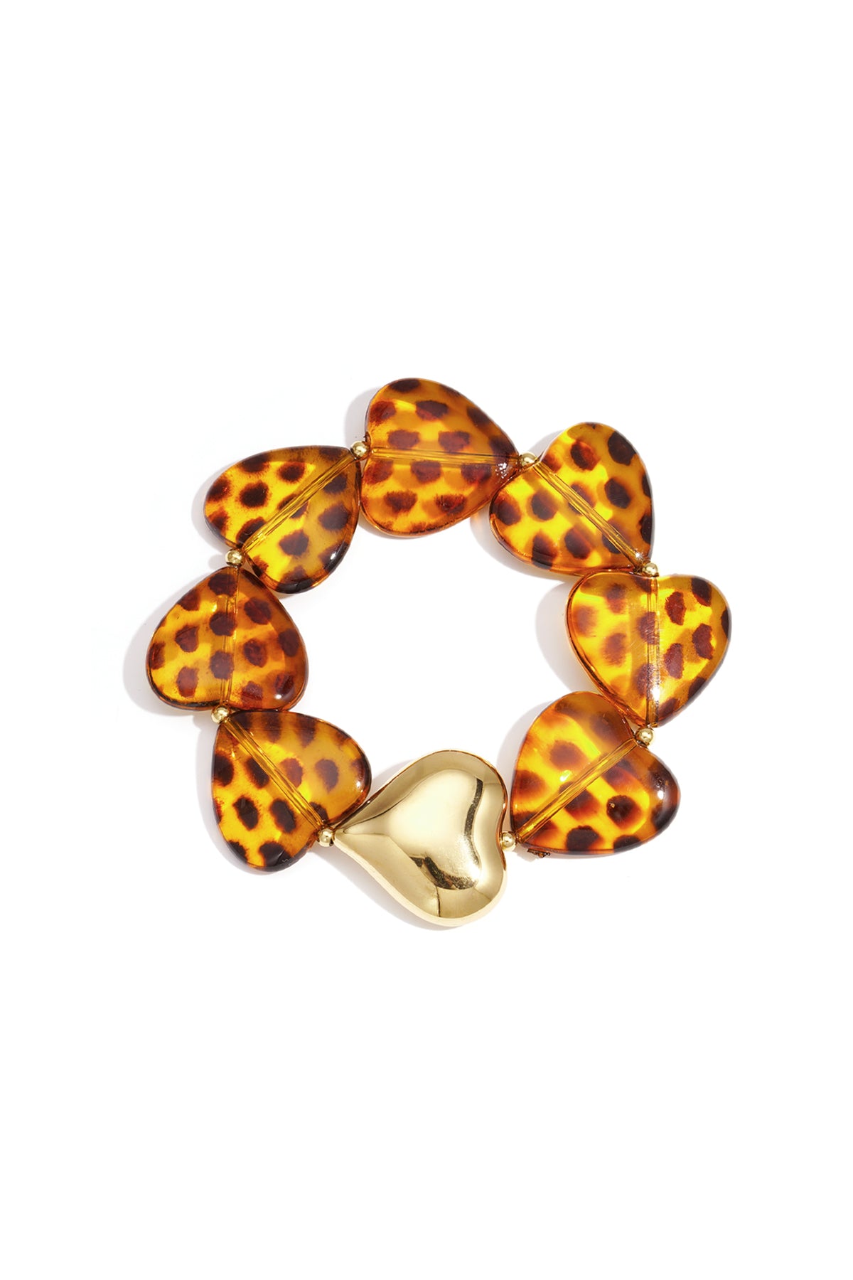 Bracelet de perles pour femme en acrylique avec cœur – marron – rétro