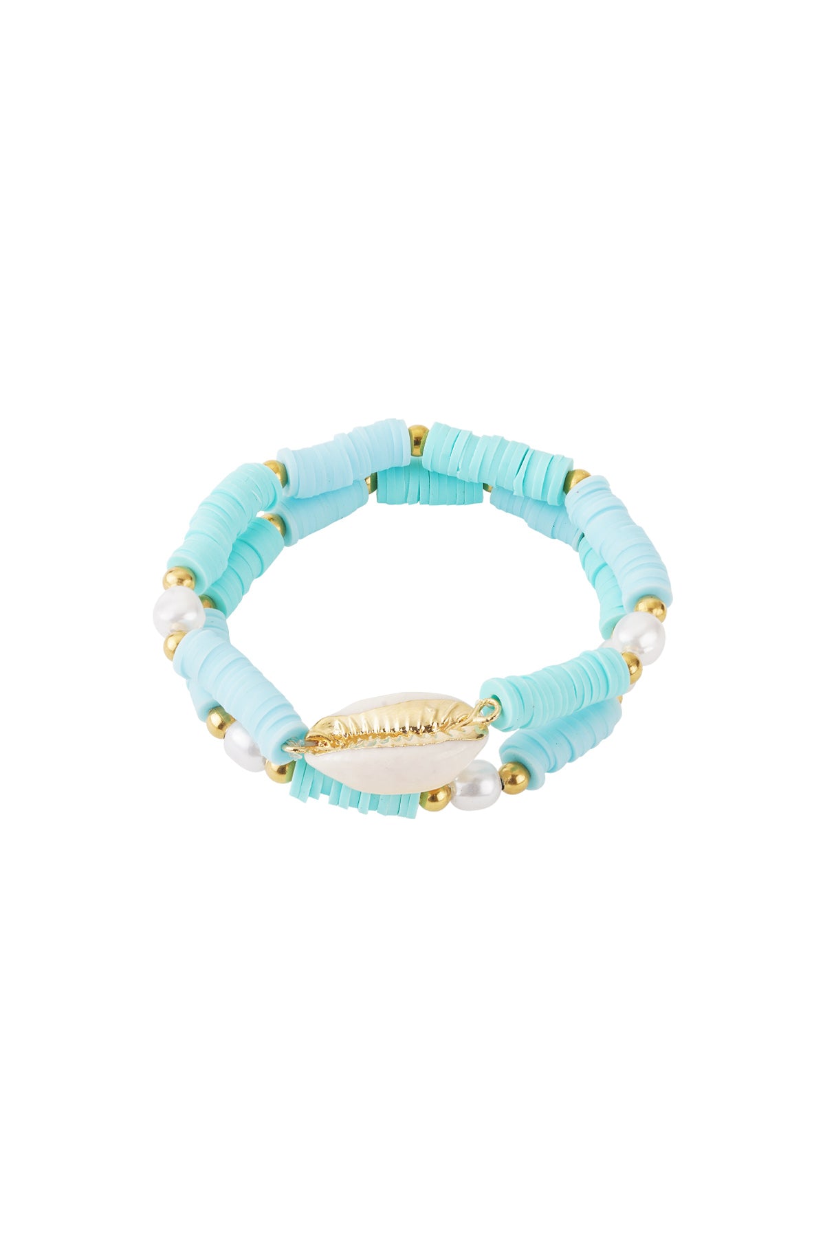 Bracelet de perles pour femmes en argile polymère, acier inoxydable, perle d'imitation, coquillage