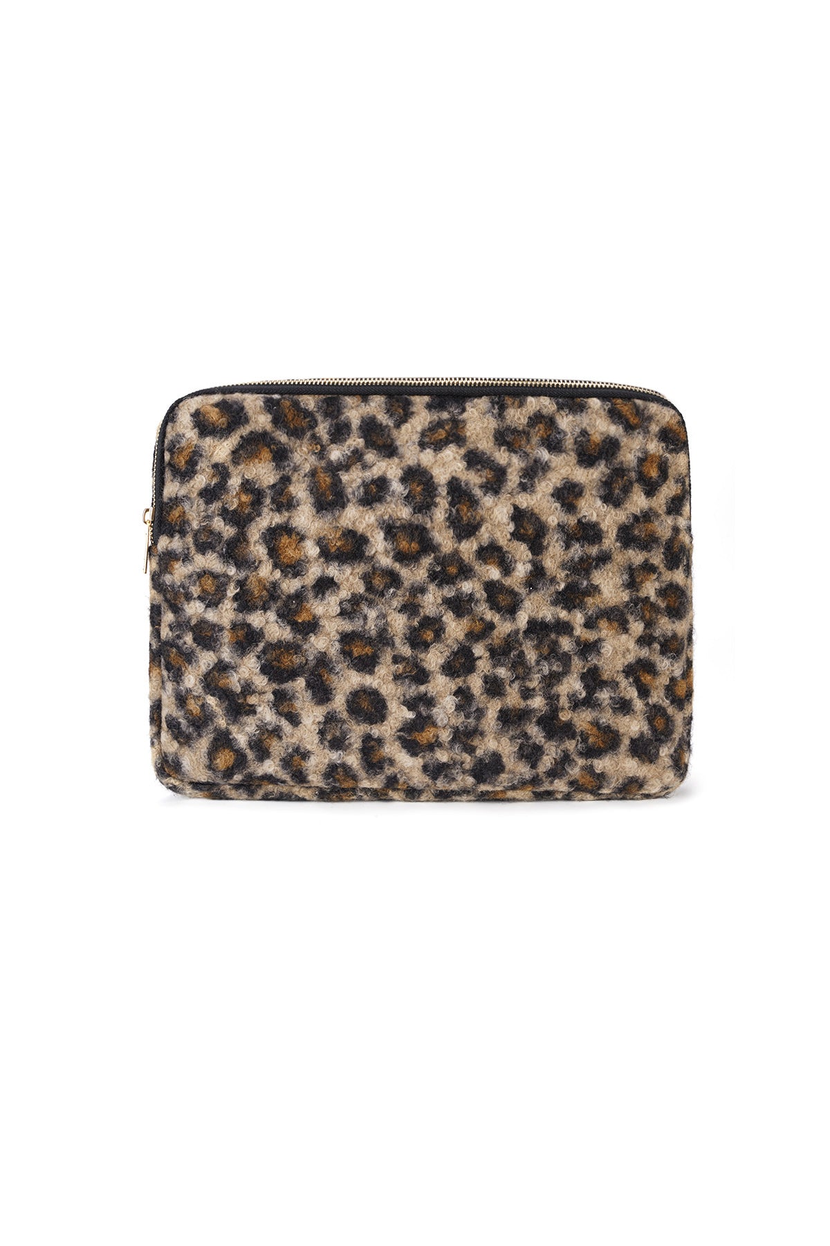 100% cotton laptop bag with leopard print – brown and grey