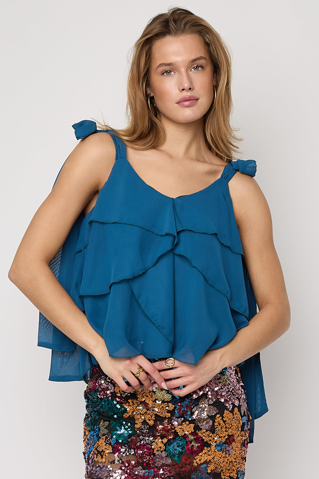 Mouwloze dames top met ruches – productfoto 5