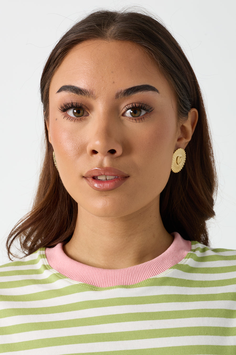 Women's Stainless Steel Heart-Shaped Stud Earrings – Gold-Colored