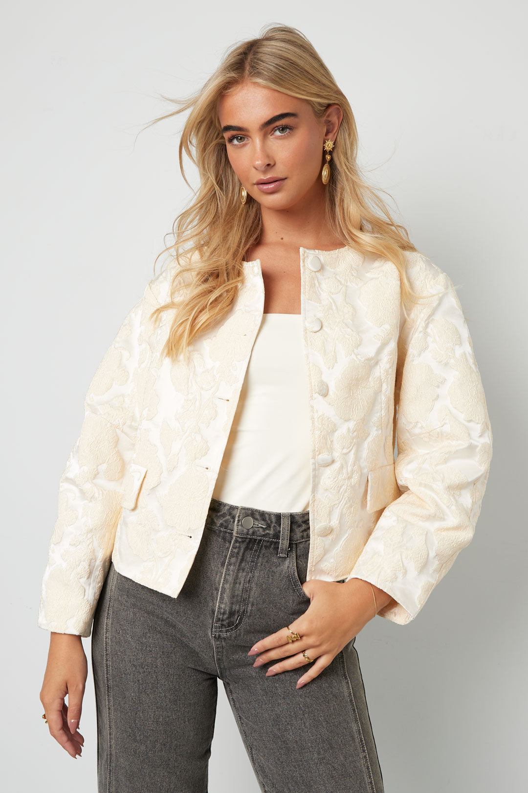 Dames Ava jacket van polyester met bloemenprint – productfoto 2