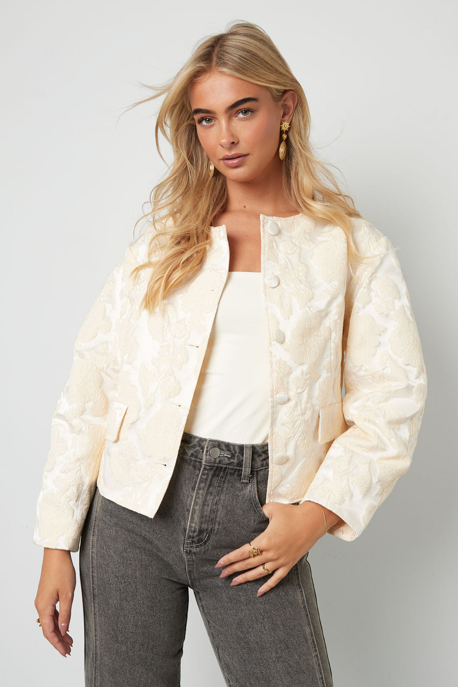 Dames Ava jacket van polyester met bloemenprint – productfoto 2