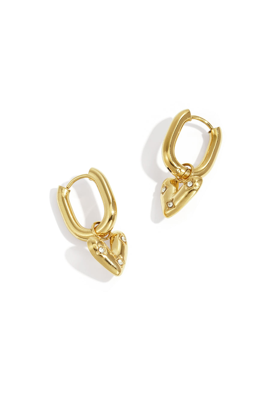Boucles d'oreilles pendantes en acier inoxydable en forme de cœur pour femme – couleur argent
