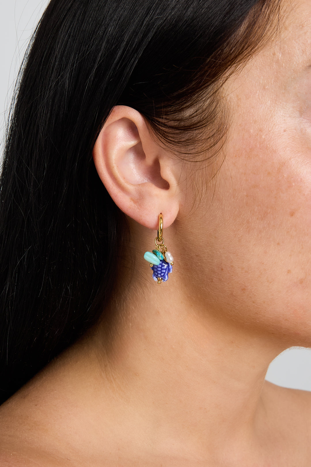 Women's Beaded Stainless Steel Earrings with Organic Shape and Animal Motif – image 2