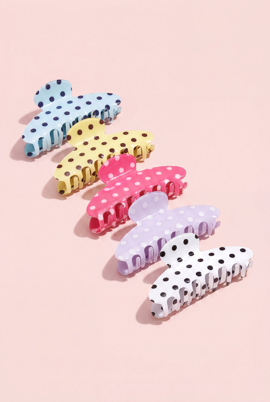 Pince à cheveux en acétate imitation à pois – plusieurs coloris