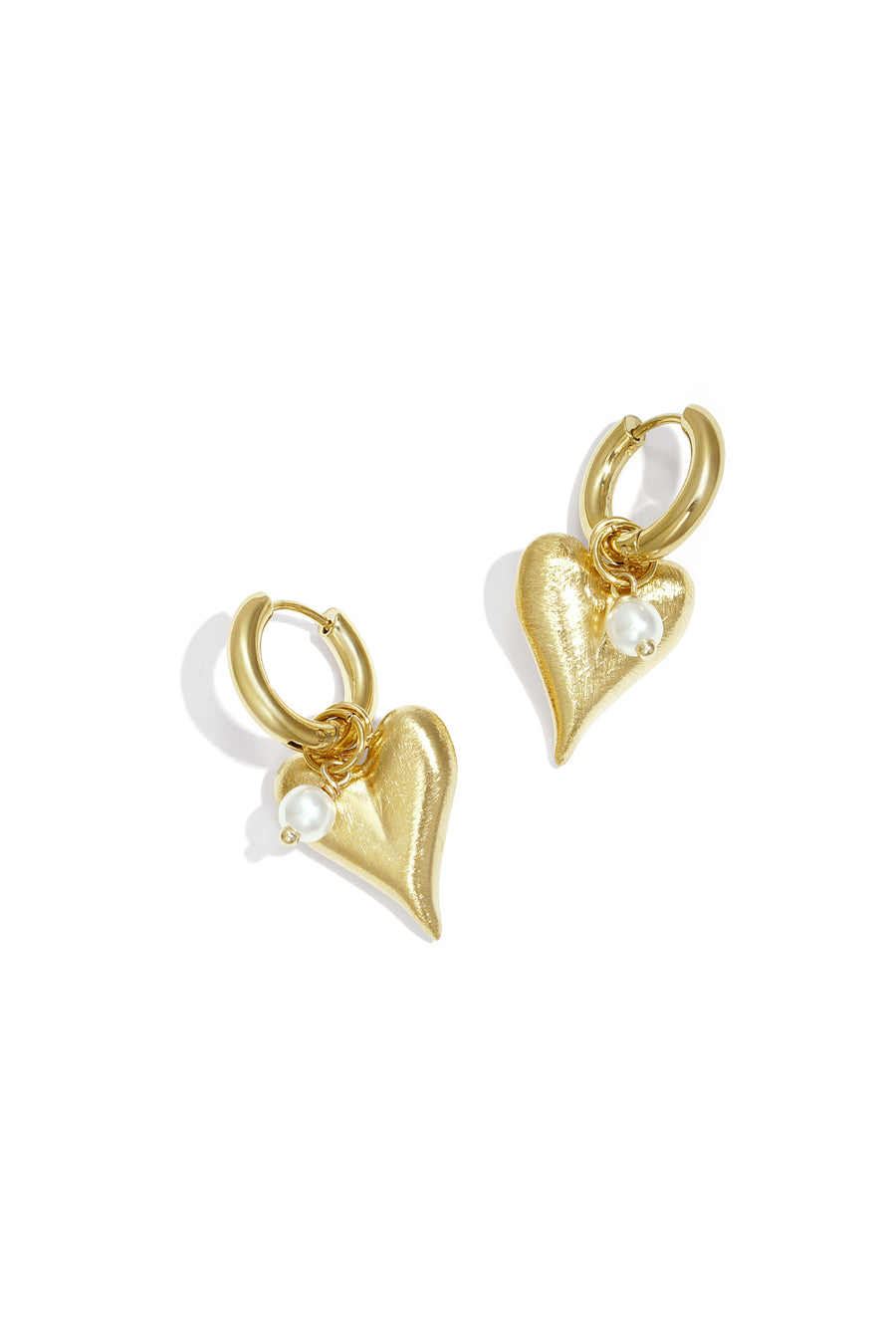 Boucles d'oreilles pendantes pour femmes en acier inoxydable 304, perle d'imitation en forme de cœur