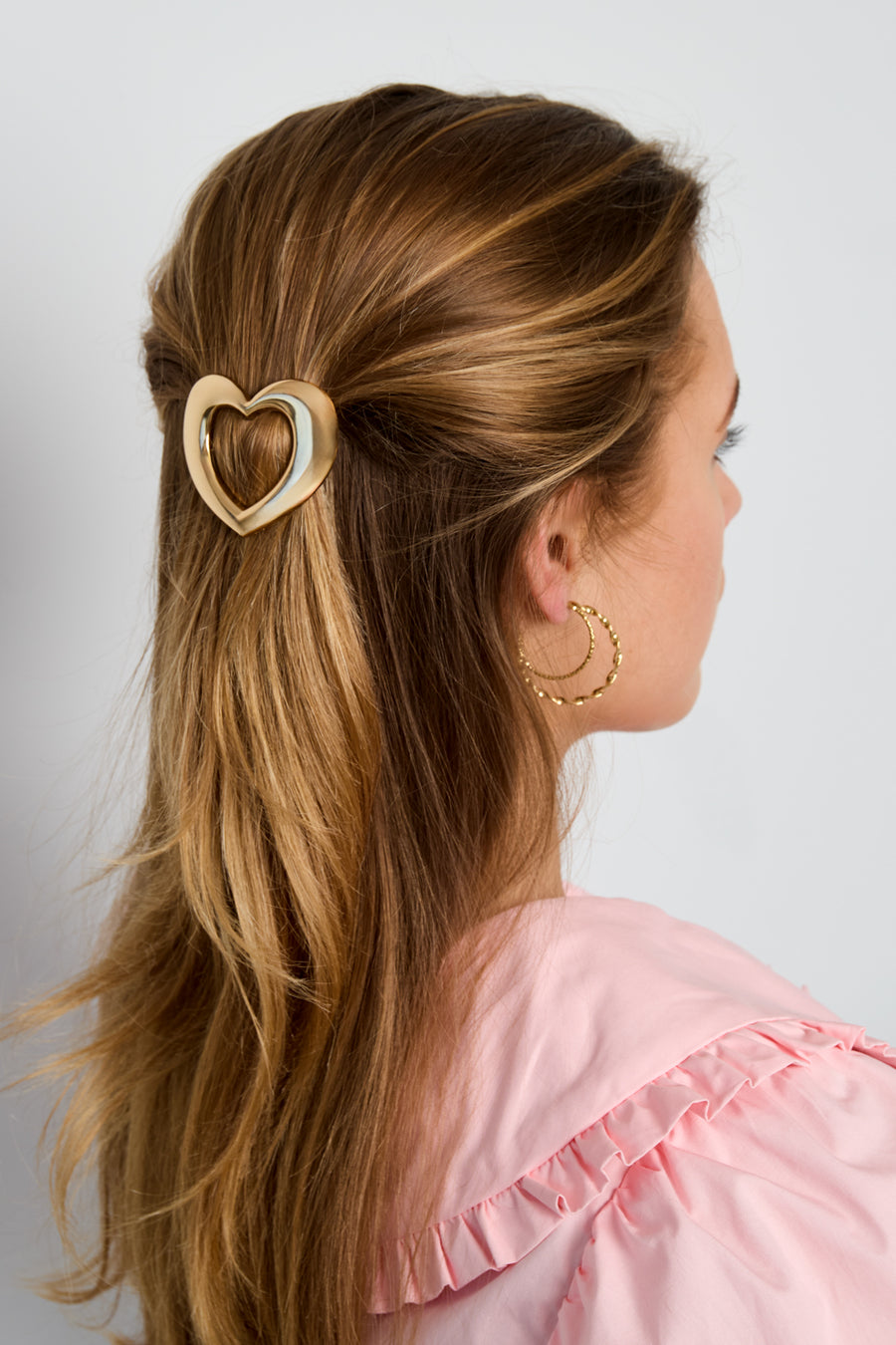 Barrette en alliage métallique en forme de cœur – couleur or – quotidienne
