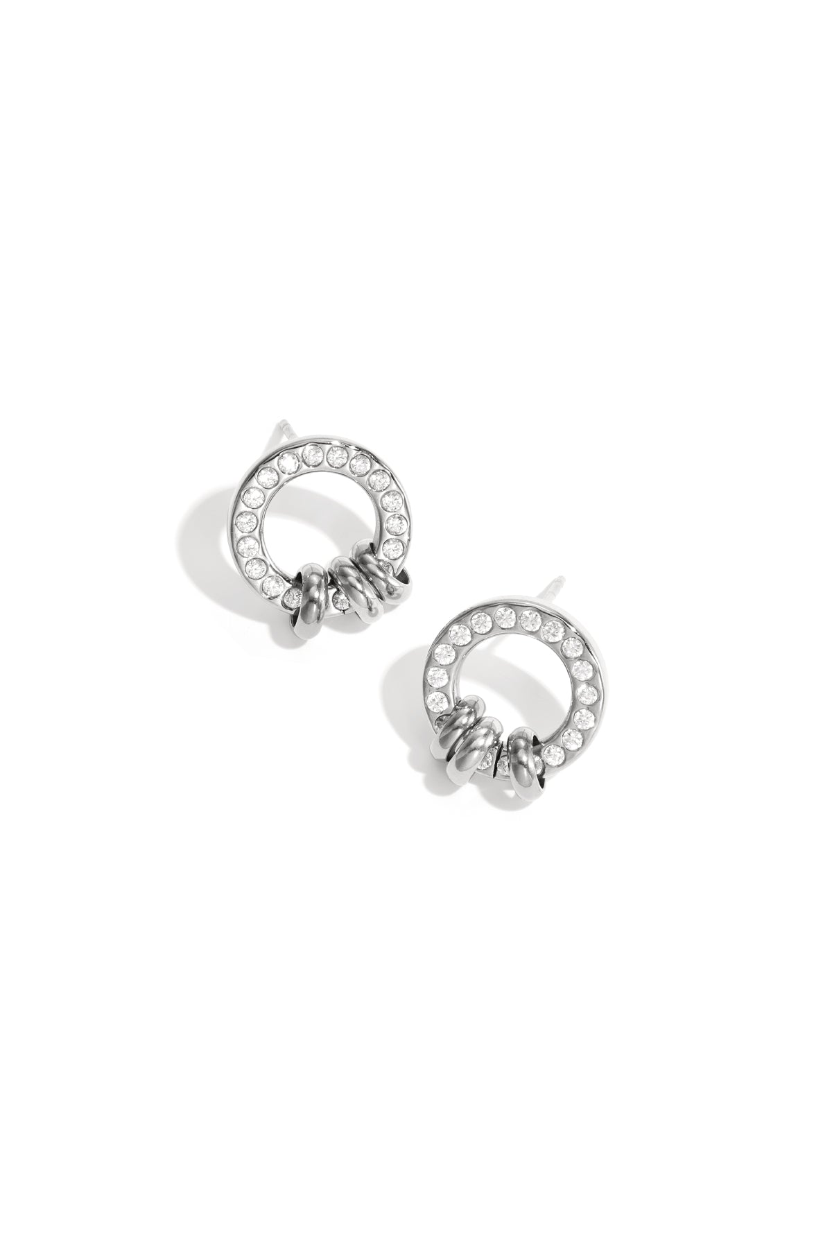 Women's Stainless Steel Round Stud Earrings – Gold and Silver Tone