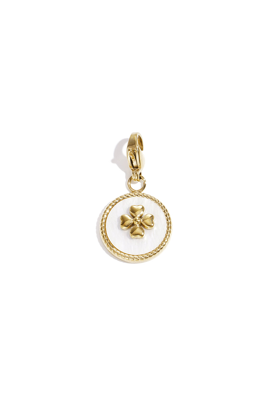 Composant de bijoux en acier inoxydable 304, coquillage avec motif trèfle – blanc