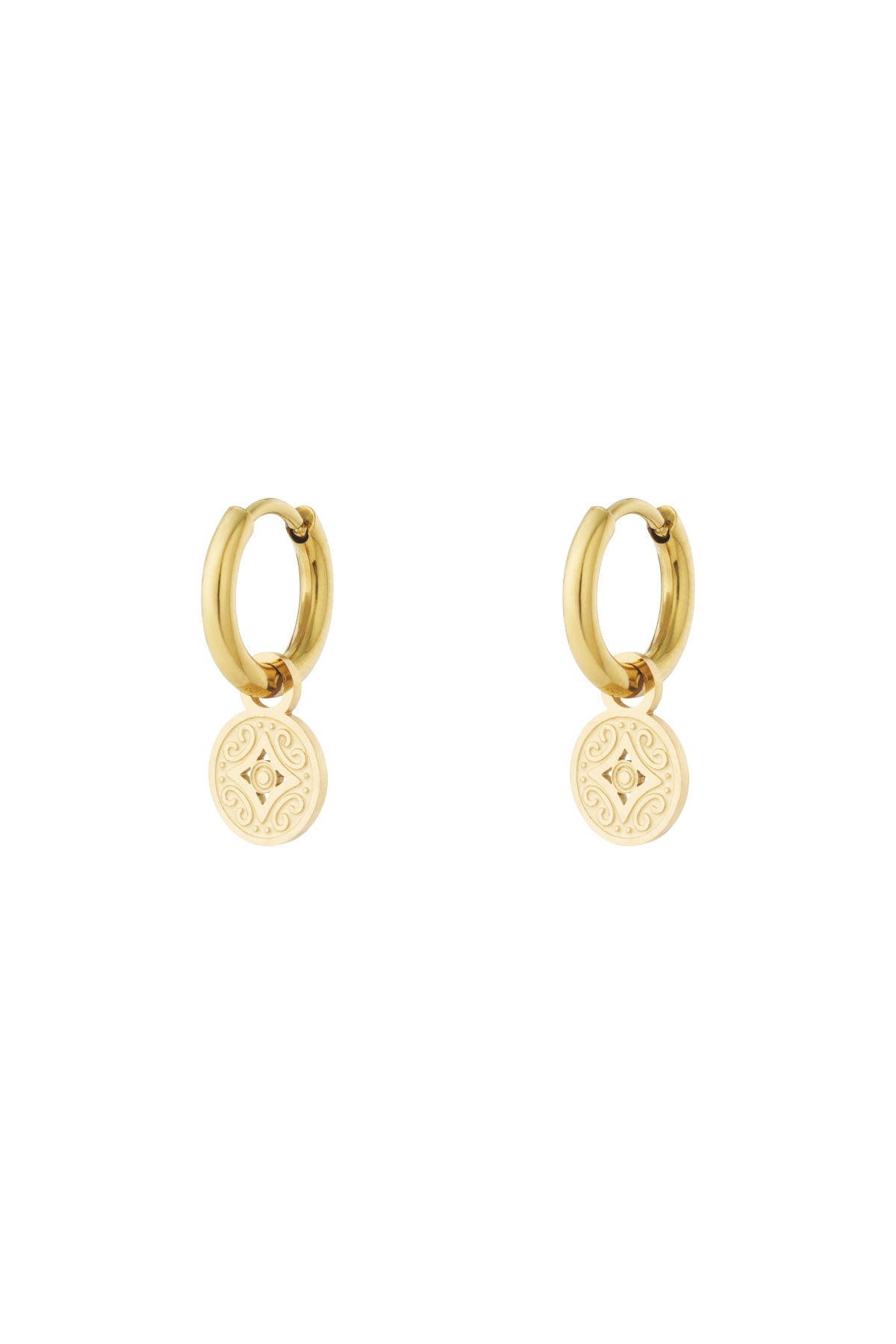Boucles d'oreilles pendantes en acier inoxydable de forme organique pour femmes – couleur or