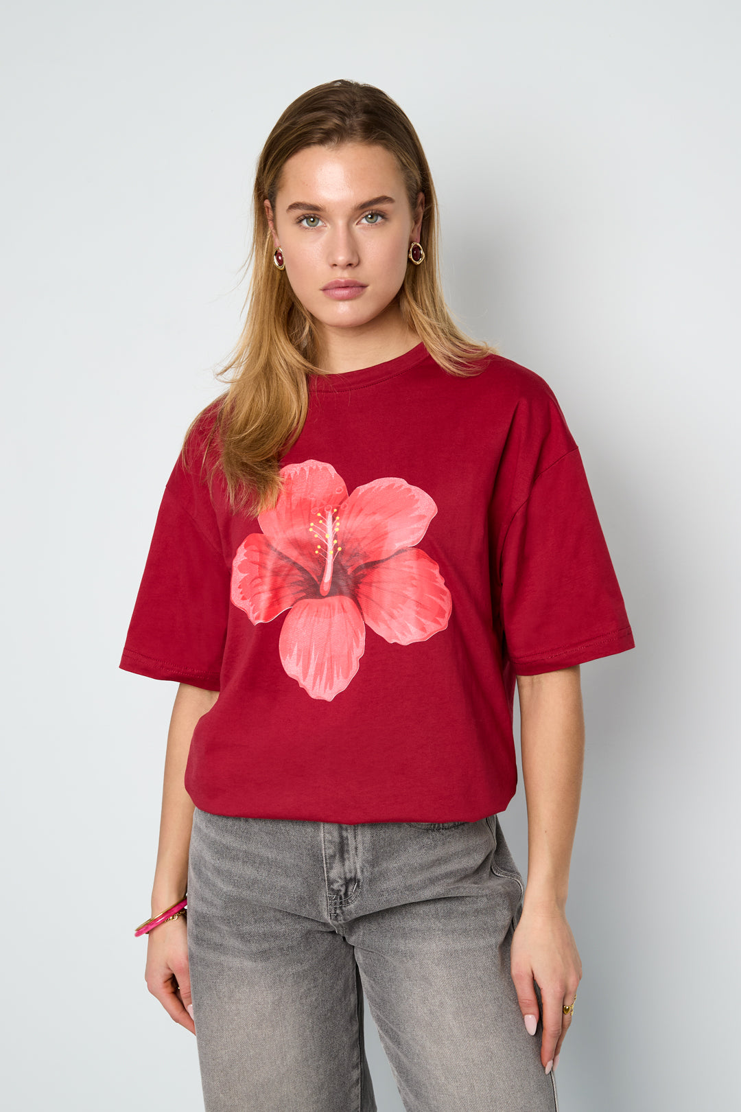 Tropisch bloemen T-shirt voor dames – productfoto 5