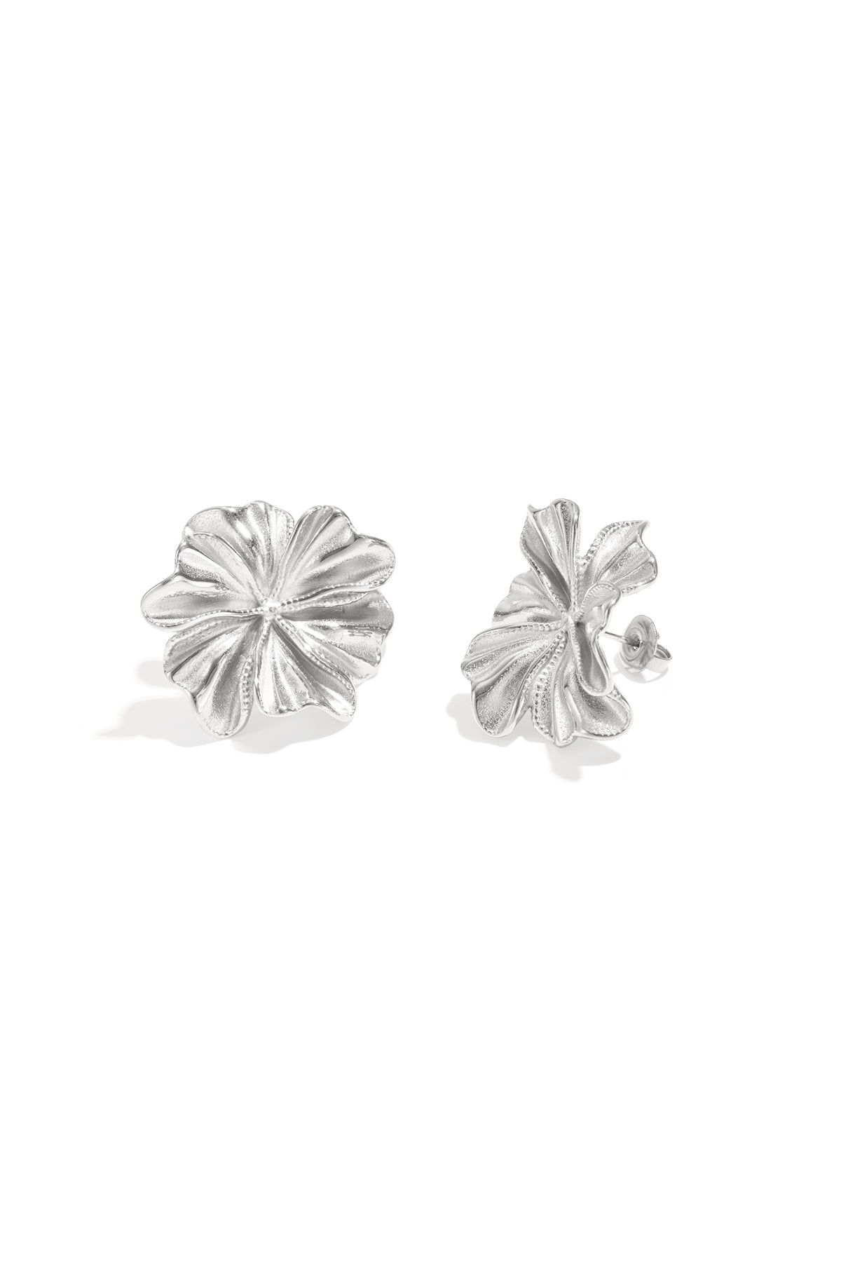 Women's 304 Stainless Steel Flower Stud Earrings - Gold and Silver Tone