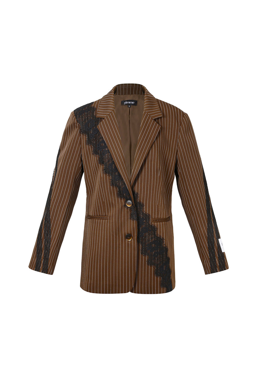 Dames elegant gestreept pak met kanten detail