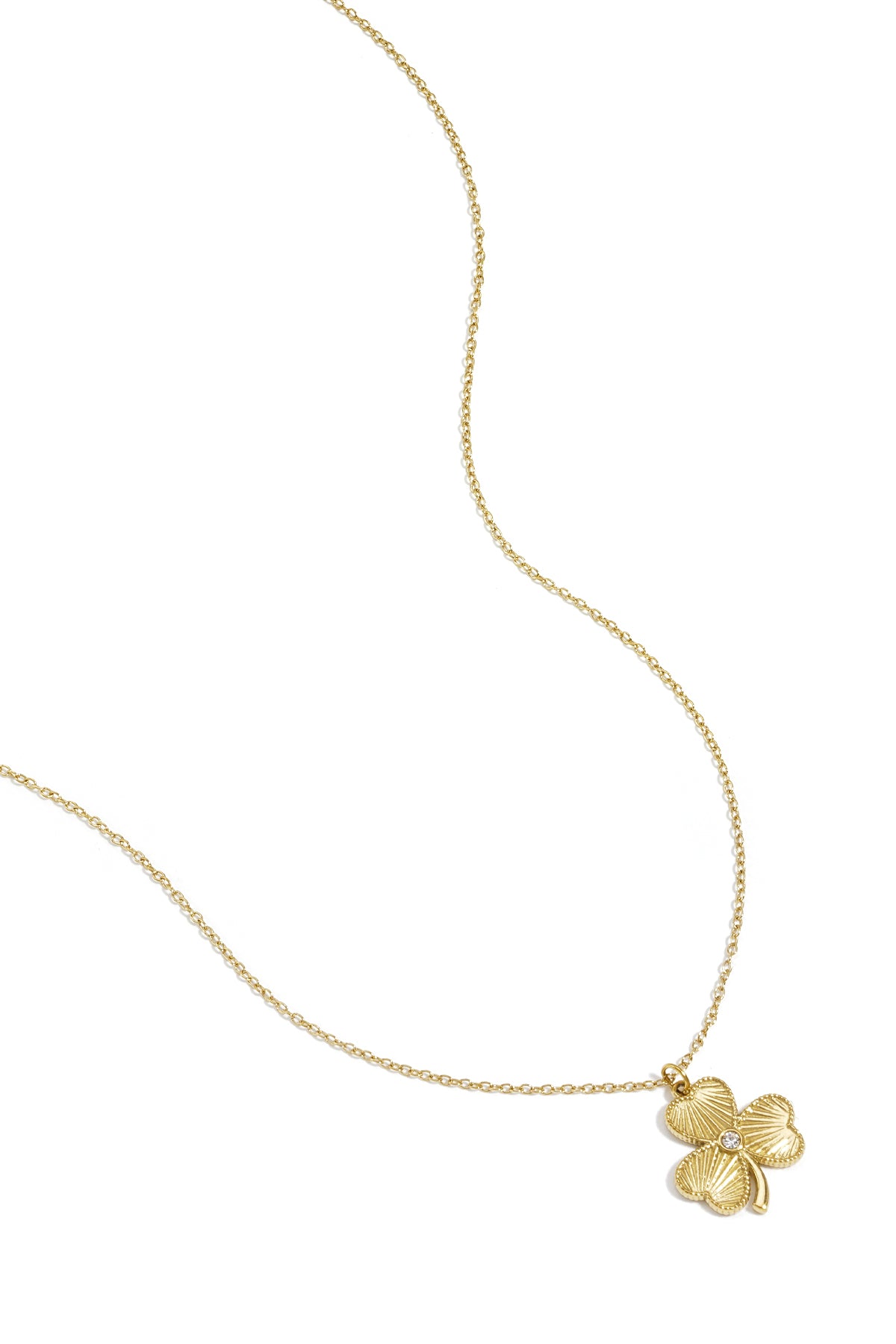Collier pour femme avec pendentif en acier inoxydable motif trèfle – couleur or