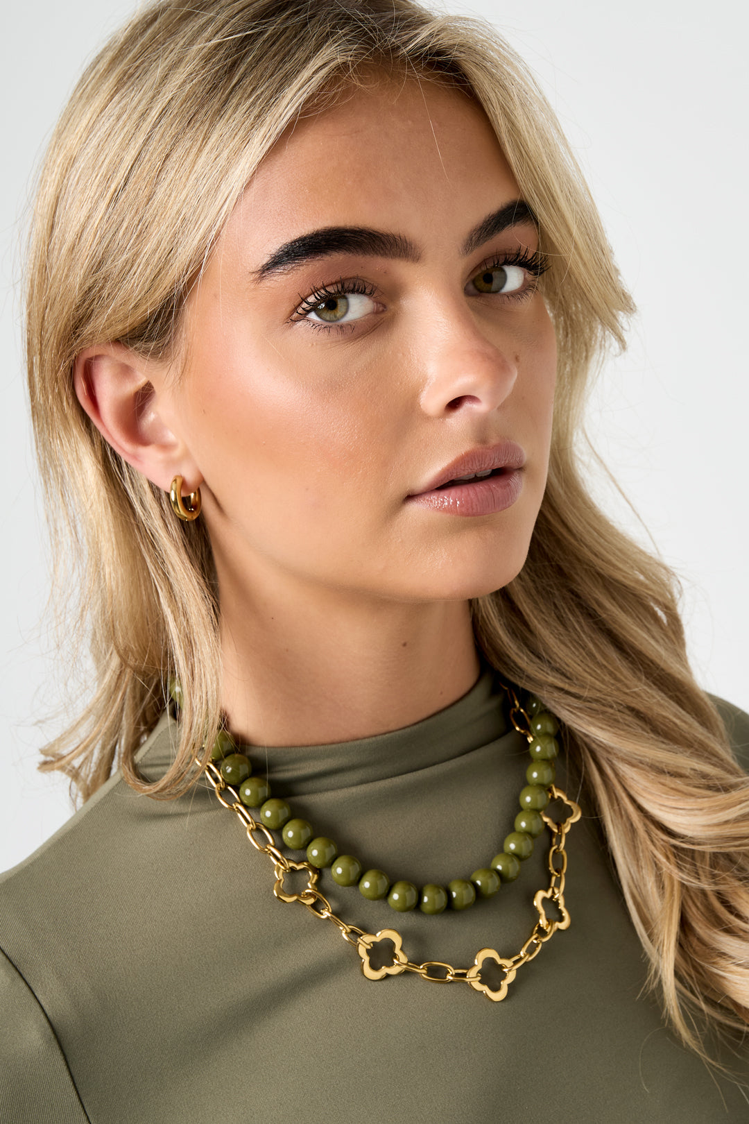 Women's Stainless Steel Clover Motif Link Chain Necklace – Multiple Colors – image 2