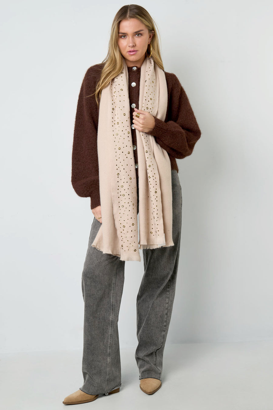 Écharpe d'hiver pour femmes 100 % polyester avec motif uni – noir