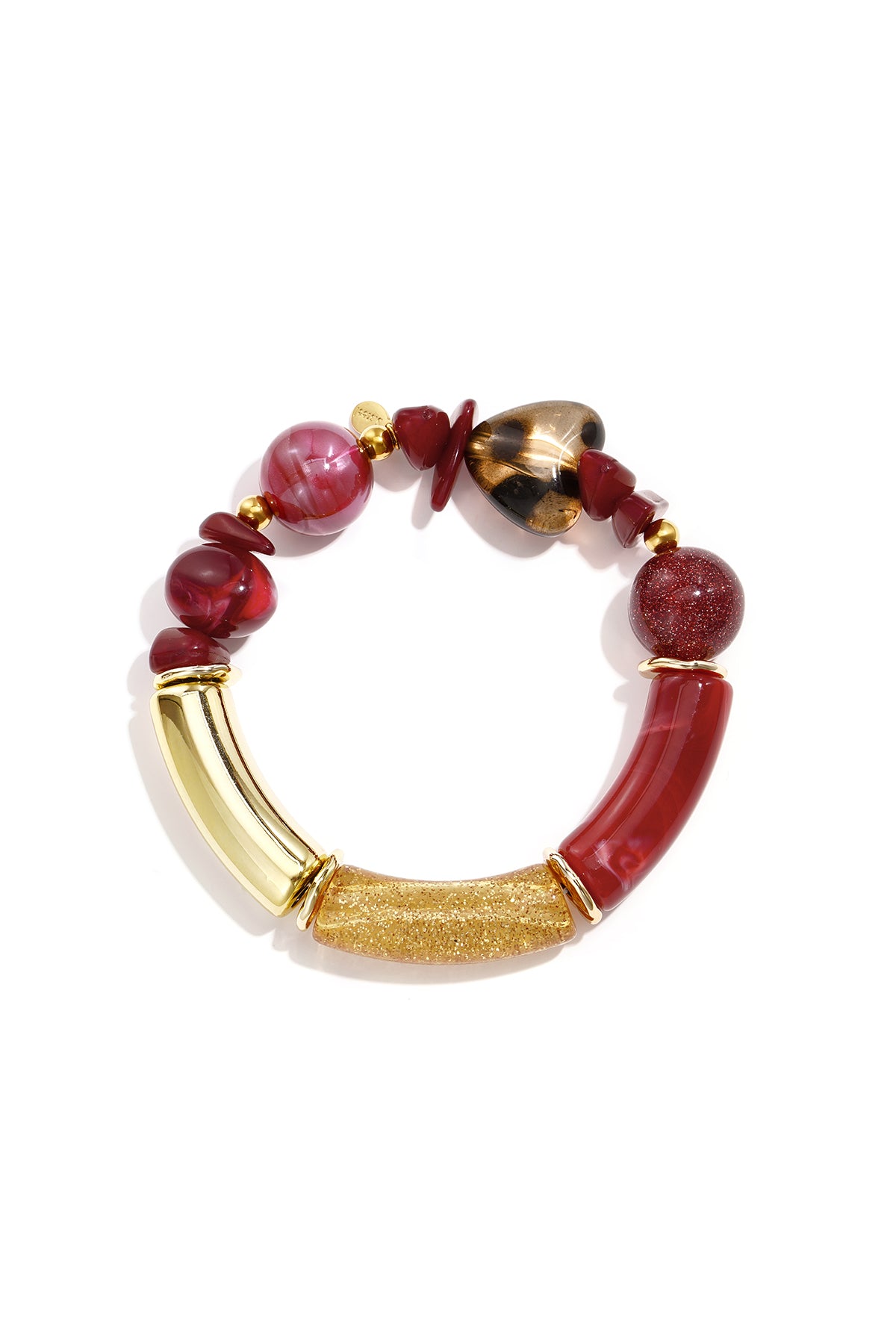 Bracelet à perles pour femmes en acrylique, acier inoxydable, CCB – marron café et vert