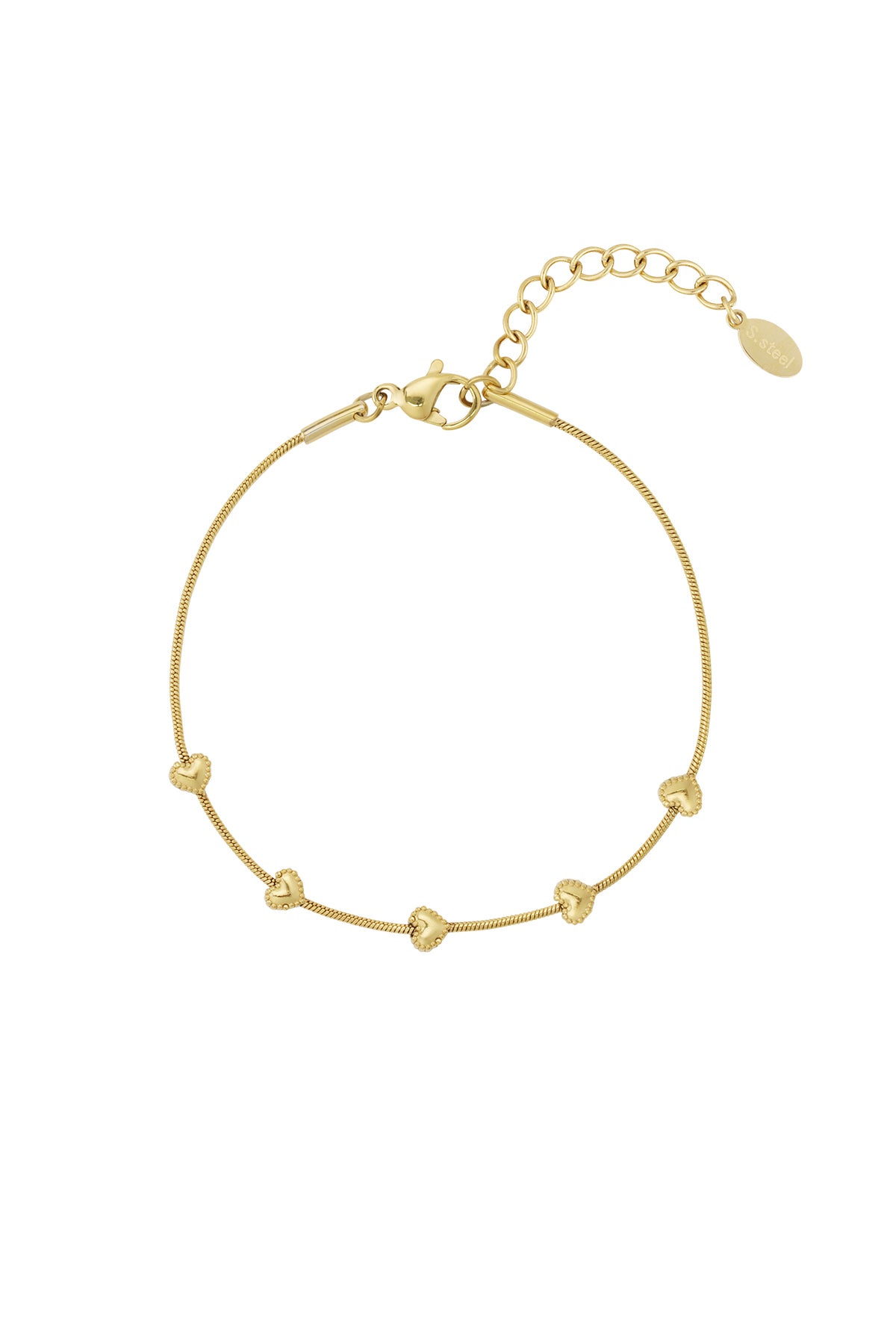 Women's Stainless Steel Charm Bracelet with Heart – Gold and Silver Tone