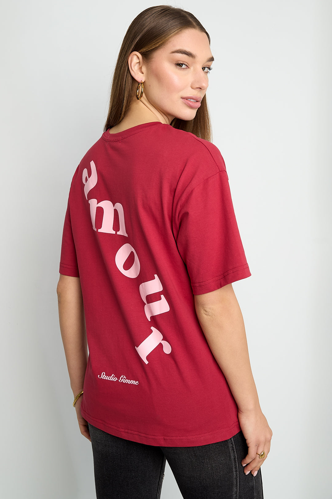 Dames Amour Letters T-shirt van katoen met tekst – productfoto 3