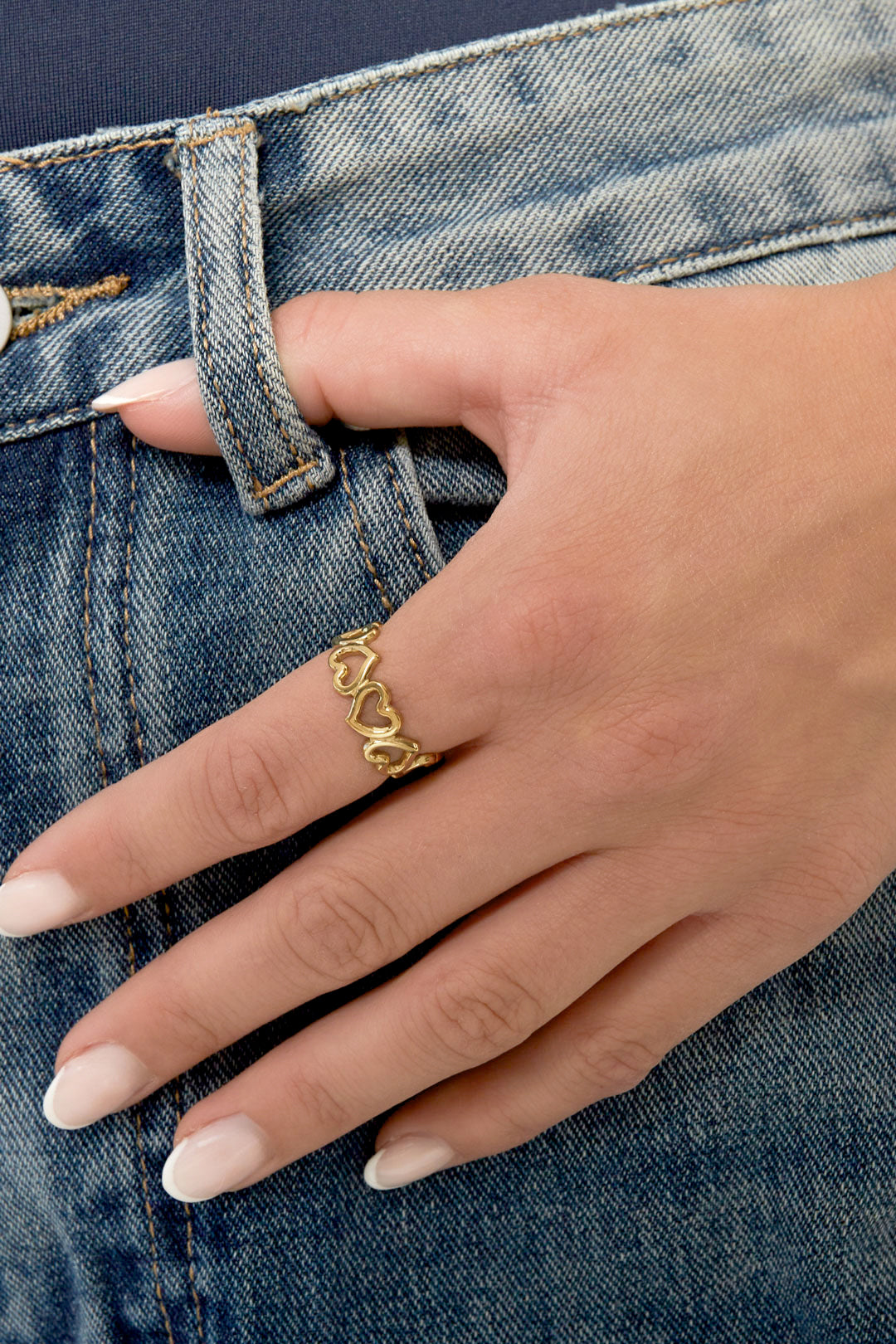 Minimalist Stainless Steel Heart Ring for Women – Gold Plated – image 2
