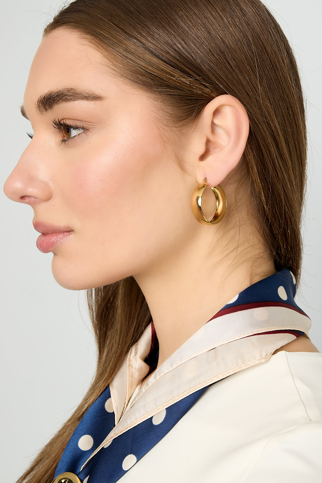 Women's Round Stainless Steel Hoop Earrings – Gold and Silver Tone – image 4