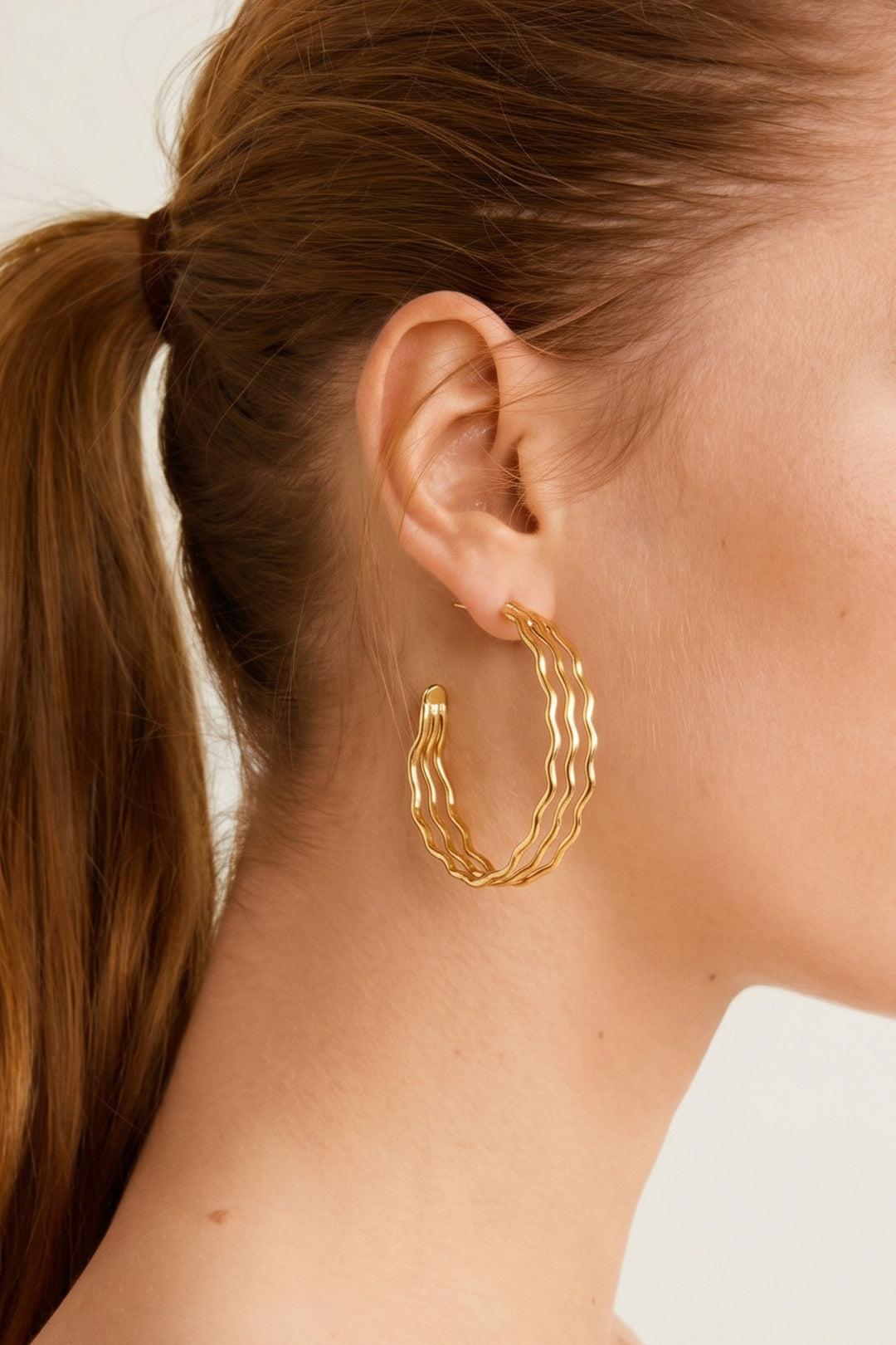 Boucles d'oreilles créoles pour femmes en acier inoxydable – doré et argenté – photo 2