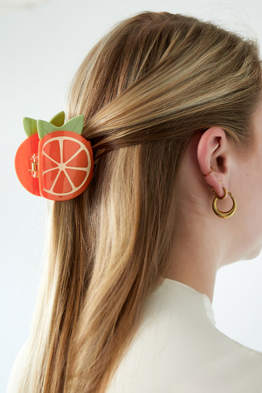 Pince à cheveux en acétate à motif fruitier – orange – décontractée pour un usage quotidien