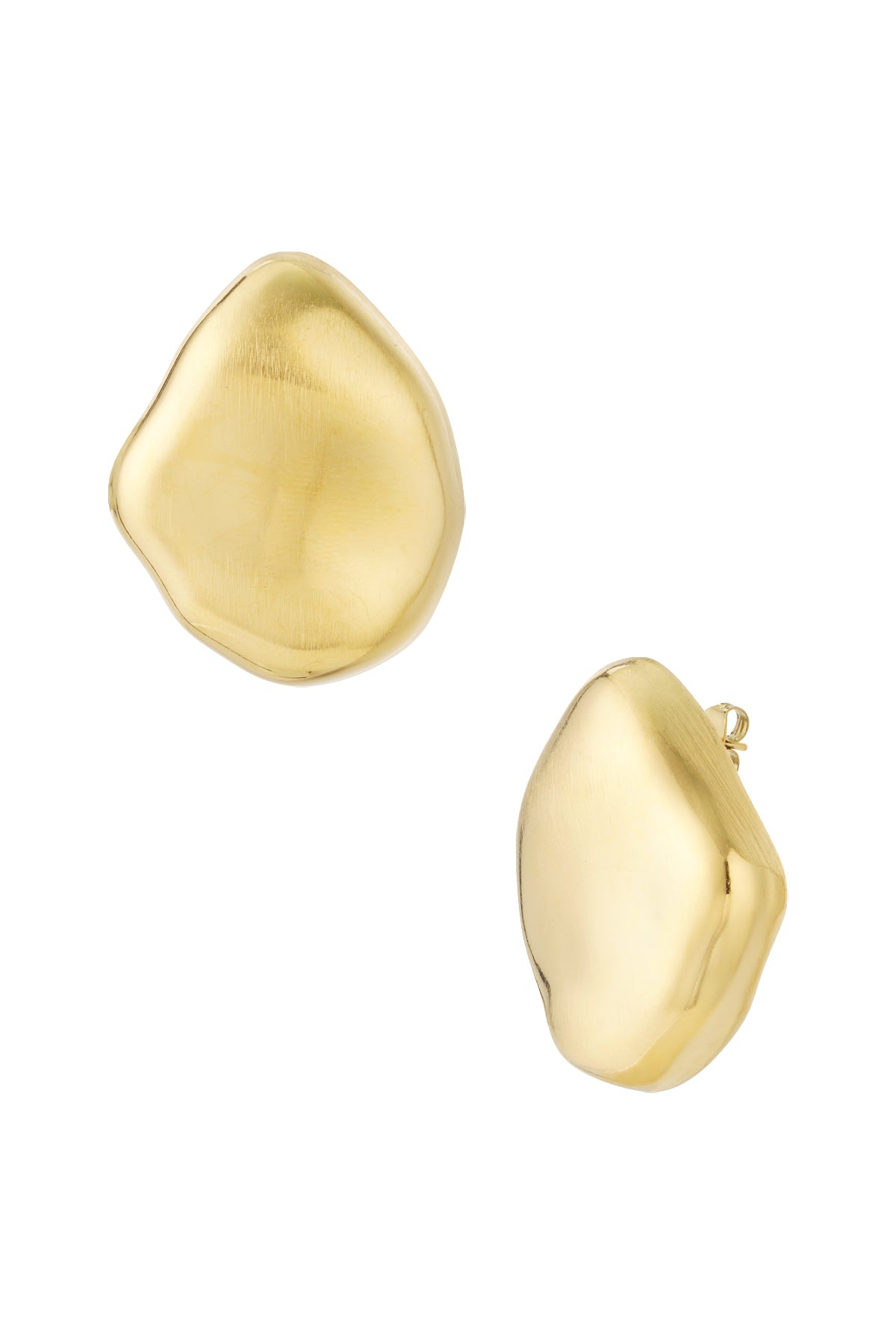 Clous d'oreilles pour femme en acier inoxydable de forme organique - couleur or