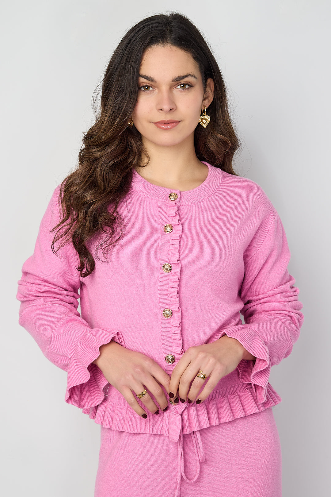Dames Loving ruffle cardigan in drie kleuren – productfoto 4