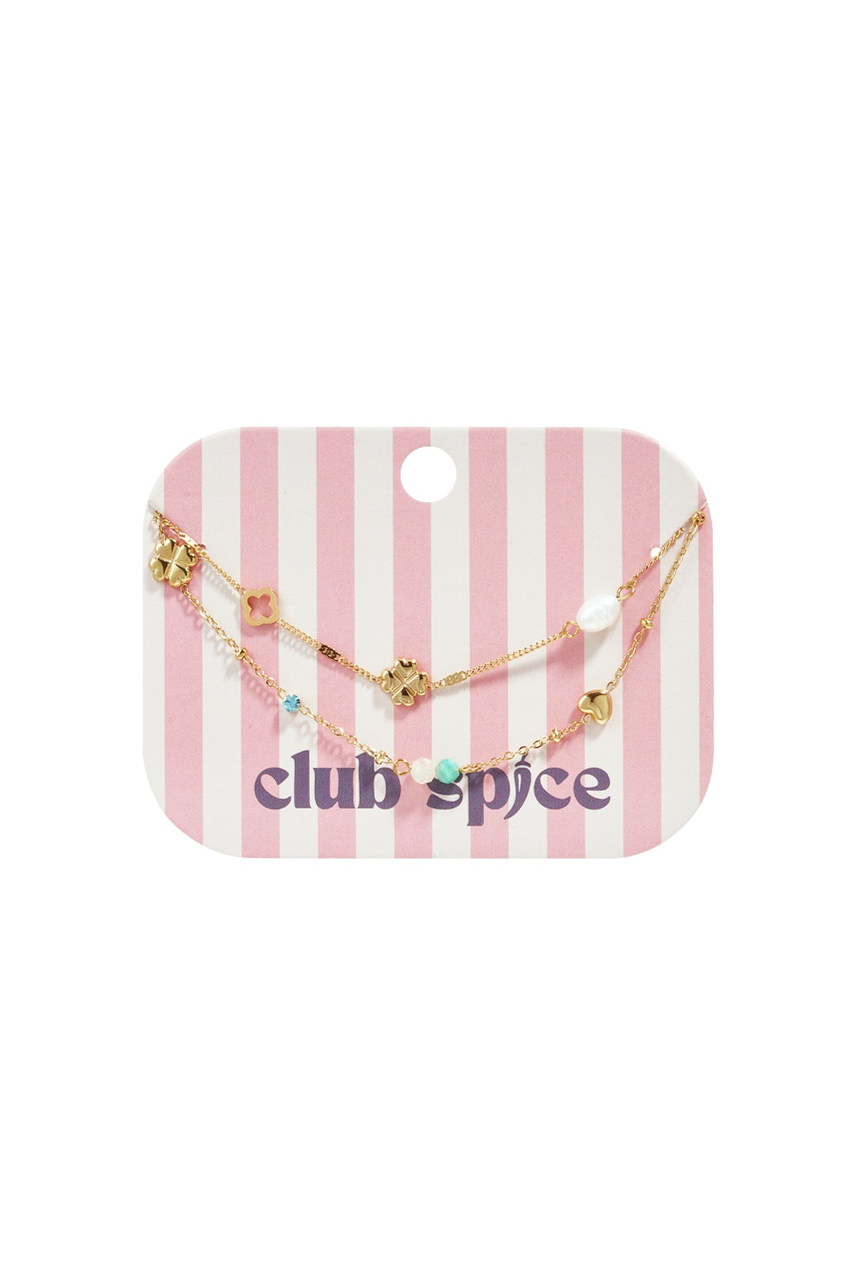 Bracelet à breloques pour femme en acier inoxydable avec motifs cœur et trèfle – doré – photo 3