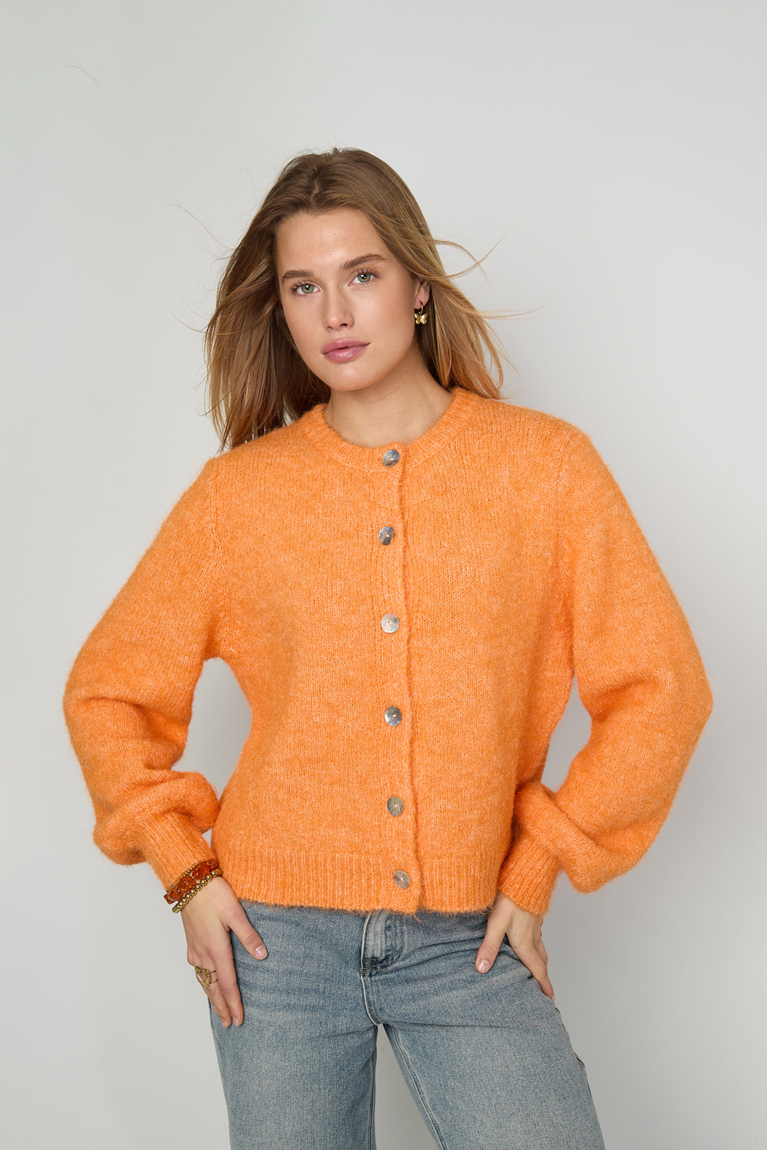 Dames gebreid cardigan van polyester in elf kleuren – productfoto 2