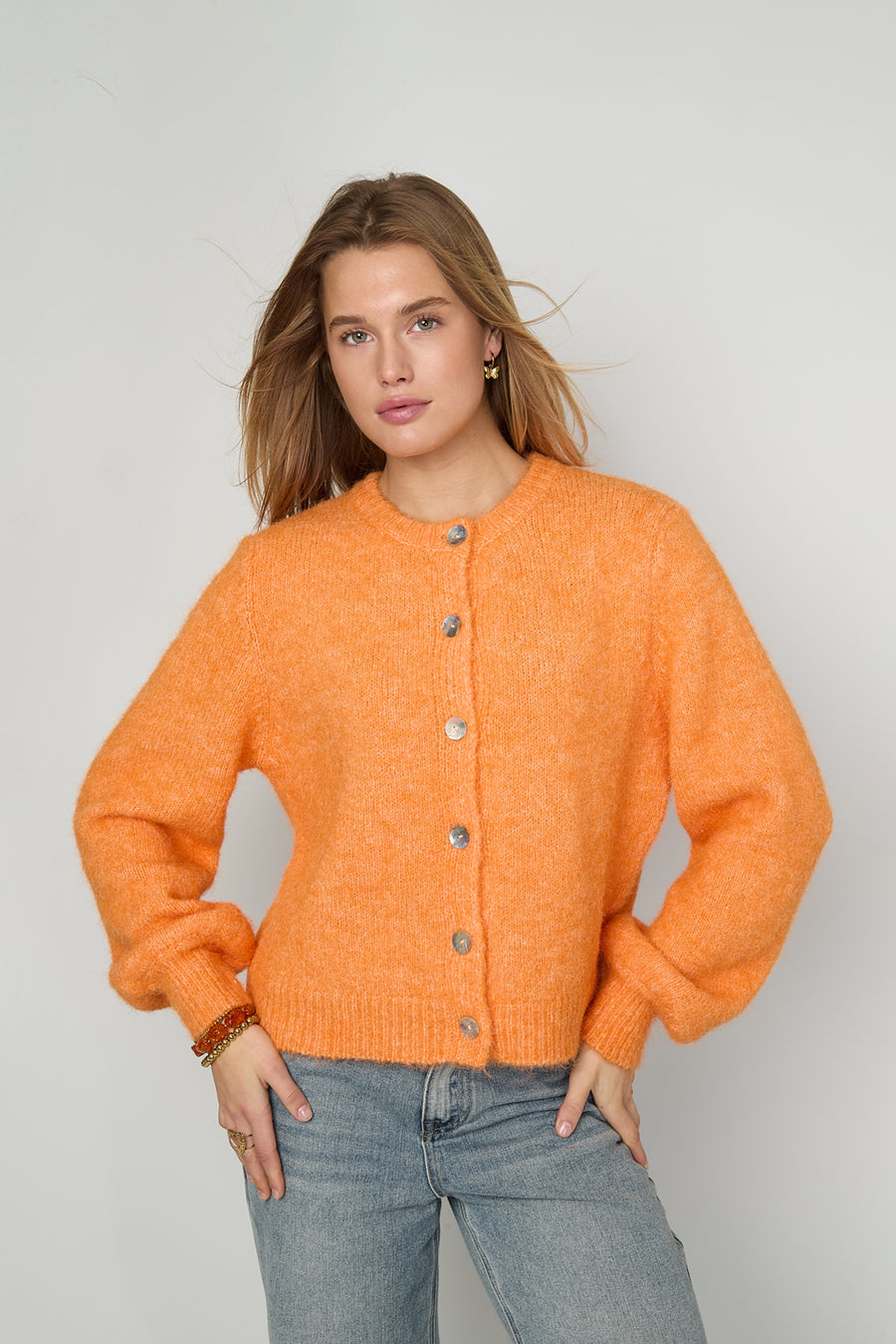 Dames gebreid cardigan van polyester in elf kleuren – productfoto 2