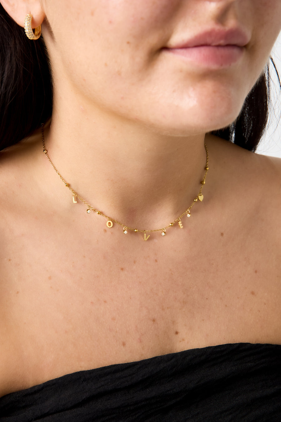 Collier femme en acier inoxydable avec pendentif lettre – couleur or