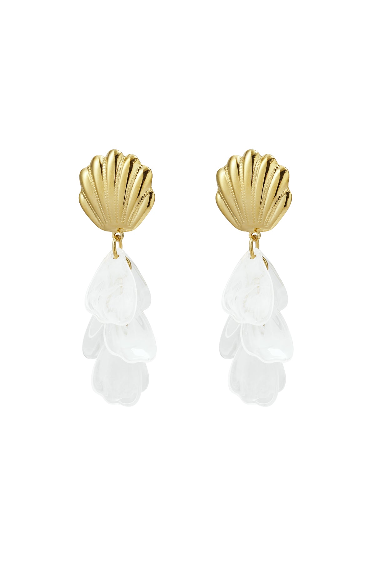 Boucles d'oreilles pendantes en acier inoxydable avec motif coquillage – plusieurs couleurs