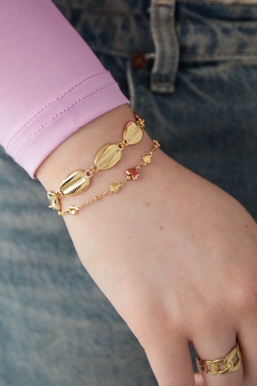 Bracelet à breloques pour femmes en acier inoxydable – doré et argenté