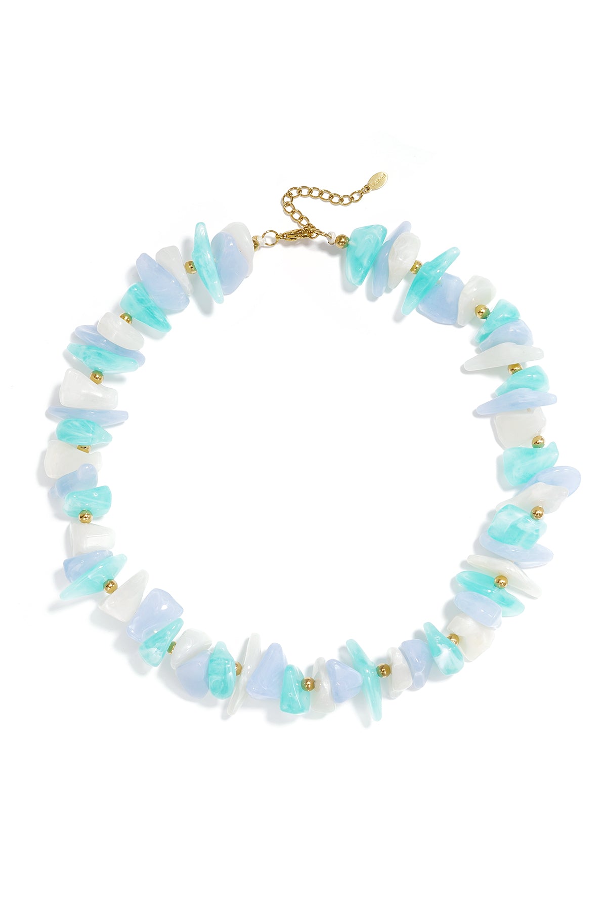 Women's Beaded Necklace in Acrylic, Stainless Steel - Multi-colored