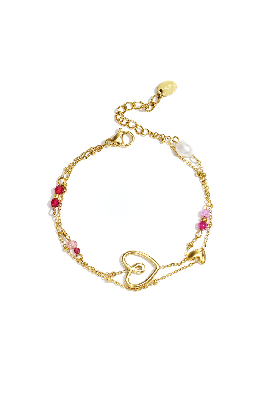 Armband met speels hart, kralen en parel