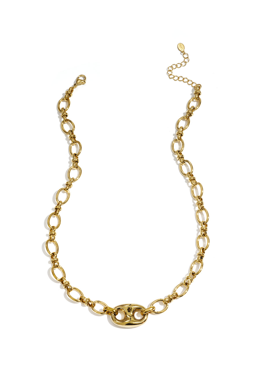Collier pour femme avec pendentif en acier inoxydable et détail maillons – doré